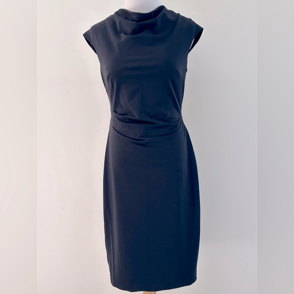 IVY & BLU - MAGGY BOUTIQUE || Navy Blue Drape Neck Dress. Sz. 4 - Picture 1 of 11